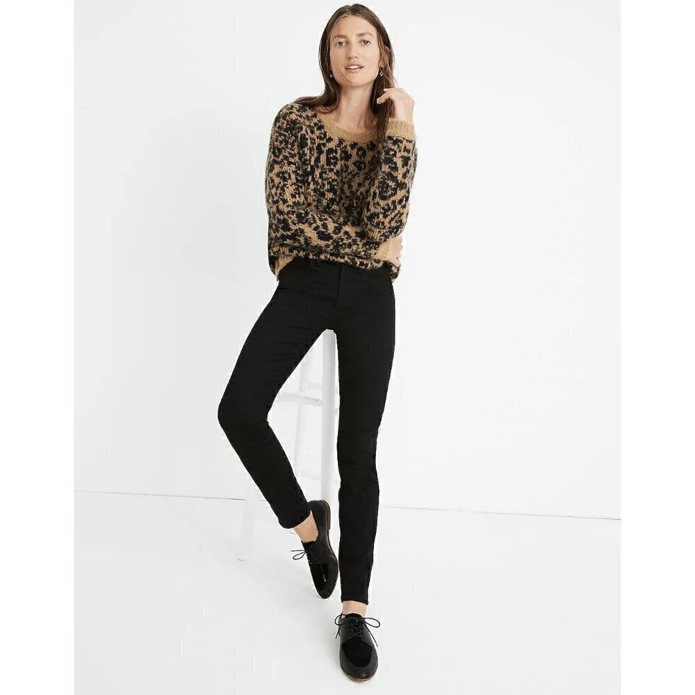 Madewell Black 9" Mid Rise Skinny Velvet Tuxedo Stripe Jeans 28